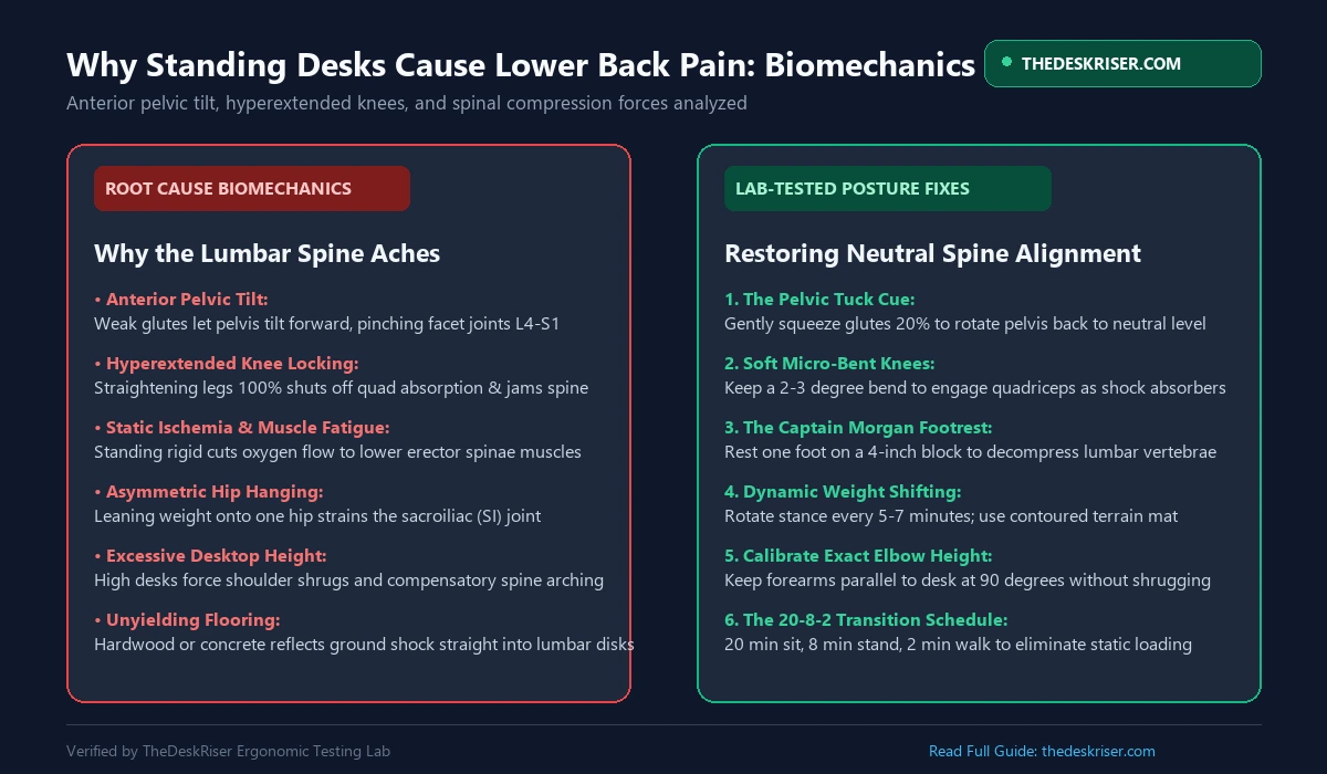 Biomechanical Diagnosis of Standing Desk Lower Back Pain and Posture Alignment Diagram