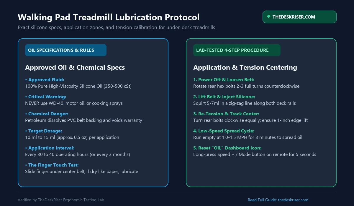 Walking Pad Treadmill Lubrication Protocol and Silicone Oil Application Diagram