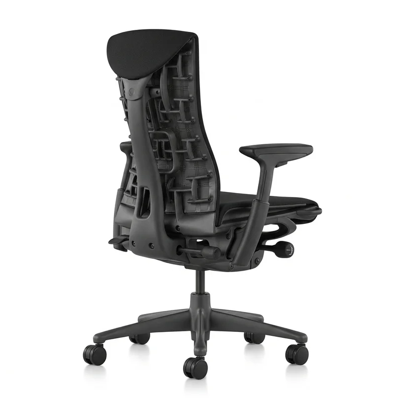 Herman Miller Embody back matrix showing dynamic pixelated elastomer suspension ribs on white background