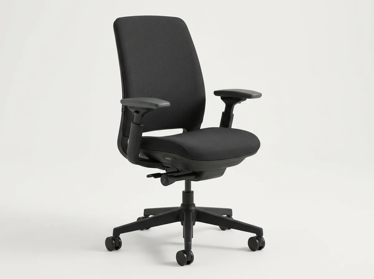 Steelcase Amia ergonomic chair with charcoal fabric and 4D adjustable arms