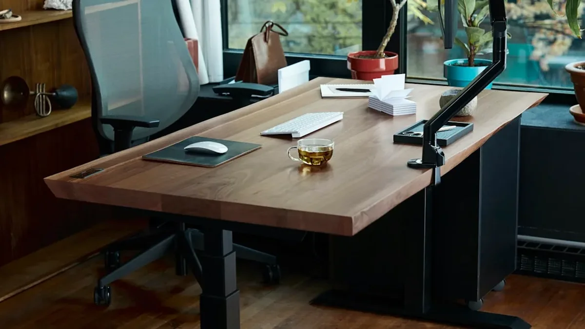 Person at a desk with back pain from prolonged sitting in a poorly adjusted chair without proper lumbar support